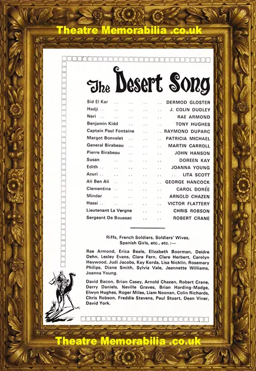 London Palace Theatre - The Desert Song - 1967 Patricia Michael