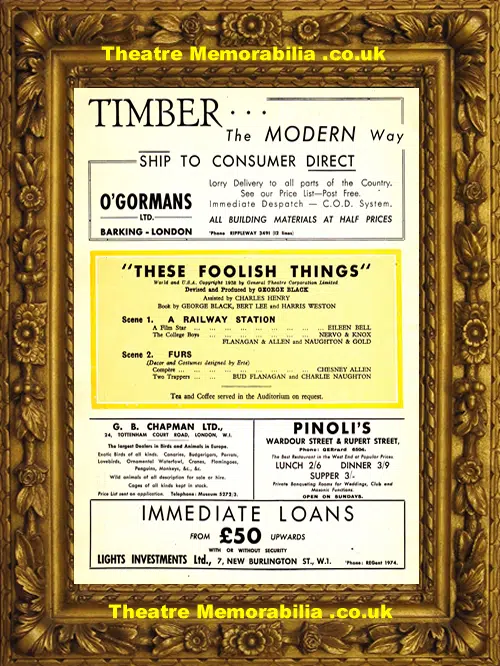 London Palladium Theatre - These Foolish Things - 1938
