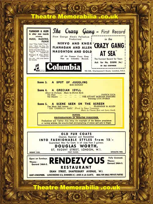 London Palladium Theatre - These Foolish Things - 1938