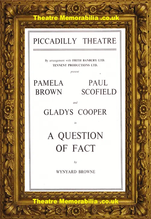 London Piccadilly Theatre - A Question Of Fact - 1953