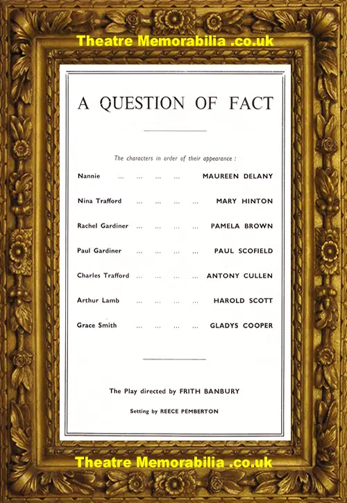 London Piccadilly Theatre - A Question Of Fact - 1953