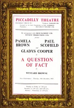 London Piccadilly Theatre – A Question Of Fact – 1953