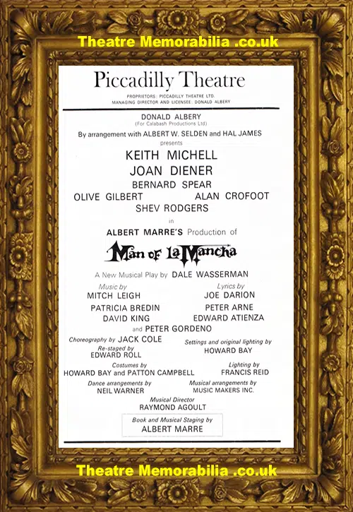 London Piccadilly Theatre - Man Of La Mancha - 1968 - Original