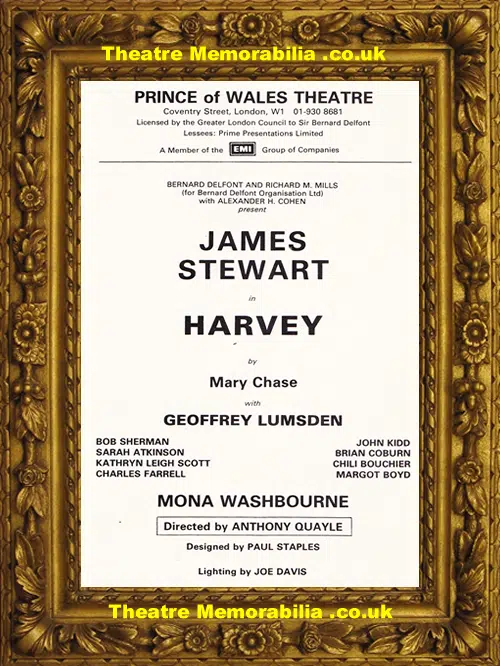London Prince Of Wales Theatre - Harvey - 1975 - James Stewart