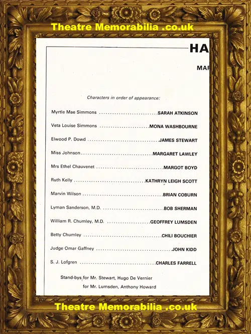 London Prince Of Wales Theatre - Harvey - 1975 - James Stewart