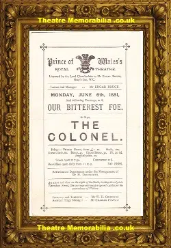 London Prince Of Wales Theatre – The Colonel – 1881