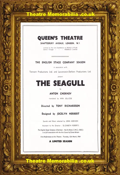 London Queens Theatre - Anton Chekov - The Seagull - 1964