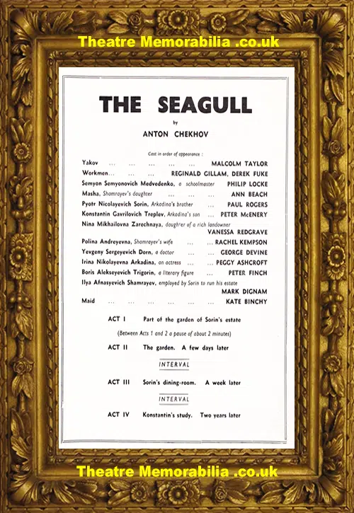 London Queens Theatre - Anton Chekov - The Seagull - 1964
