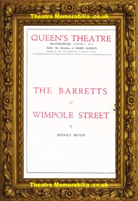 London Queens Theatre – The Barretts Of Wimpole Street – 1930