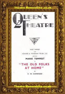 London Queens Theatre – The Old Folks At Home – 1934