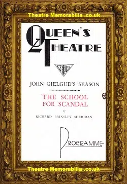 London Queens Theatre – The School For Scandal – 1930 – Guinness