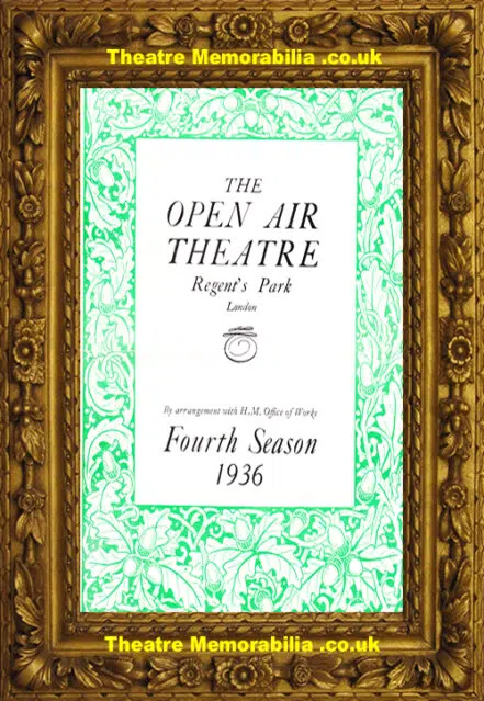 London Regents Park Open Air Theatre – The Tempest – 1936