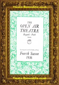 London Regents Park Open Air Theatre – The Tempest – 1936