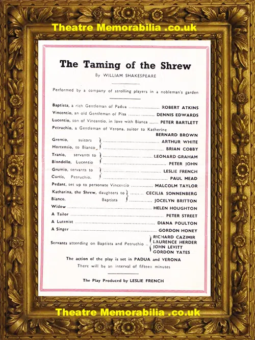 London Regents Park - Taming Of The Shrew - 1958