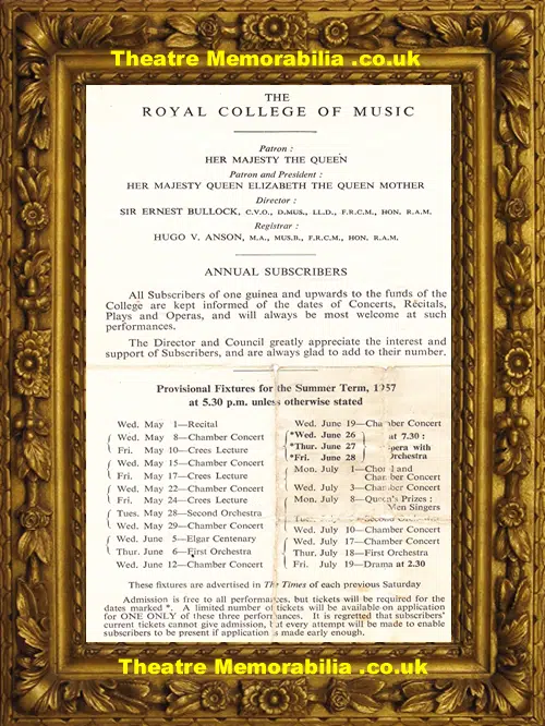 London Royal College Of Music - Chamber Concert - 1957