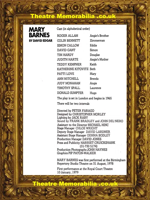London Royal Court Theatre - Mary Barnes - 1979 - Timothy Spall