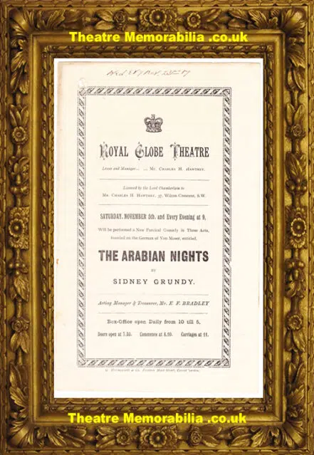 London Royal Globe Theatre – The Arabian Nights – 1887