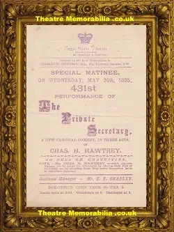 London Royal Globe Theatre – The Private Secretary – 1885