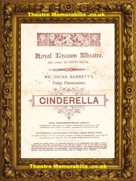 London Royal Lyceum Theatre – Cinderella – 1893
