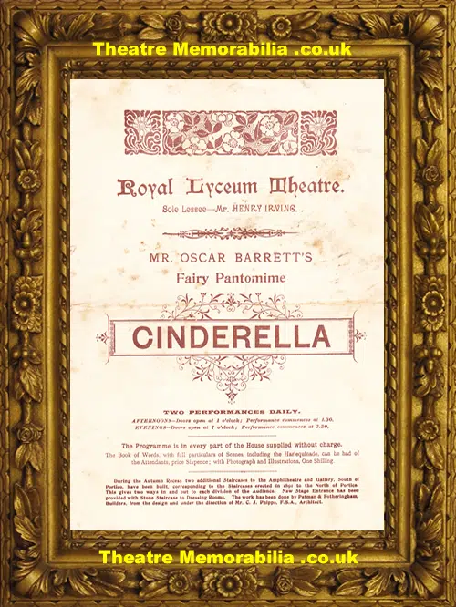 London Royal Lyceum Theatre - Cinderella - 1893