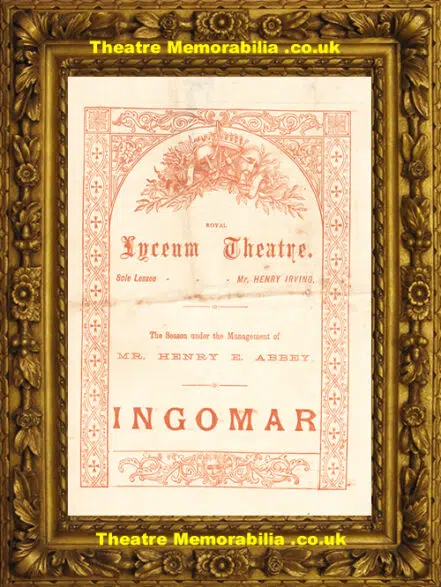 London Royal Lyceum Theatre – Ingomar – 1883