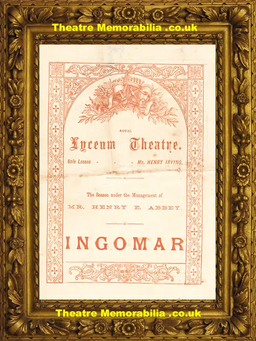 London Royal Lyceum Theatre - Ingomar - 1883