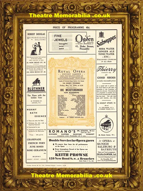 London Royal Opera House - Die Meistersinger - 1936