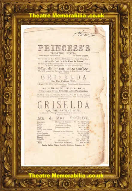London Royal Princess Theatre – Griselda – 1874