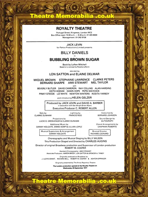 London Royalty Theatre - Bubbling Brown Sugar - 1978
