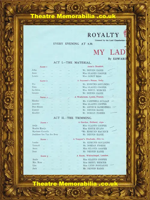 London Royalty Theatre - My Lady's Dress - 1914