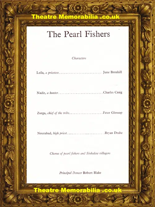 London Sadler's Wells Theatre - The Pearl Fishers - 1960