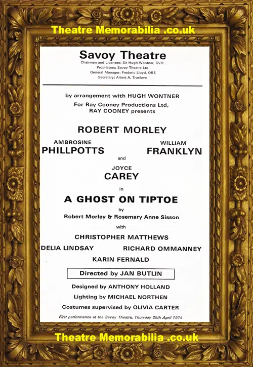 London Savoy Theatre - A Ghost On Tiptoe - 1974 - Robert Morley