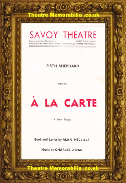 London Savoy Theatre – A La Carte – 1948