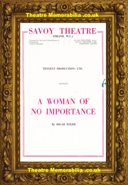 London Savoy Theatre – A Woman Of Importance – 1950s ?