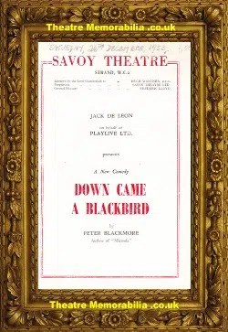 London Savoy Theatre – Down Came A Blackbird – 1953