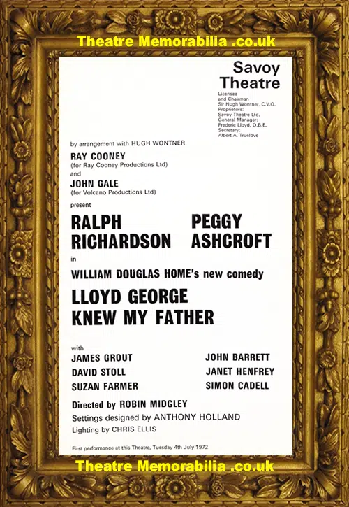 London Savoy Theatre - Lloyd George Knew My Father - 1972