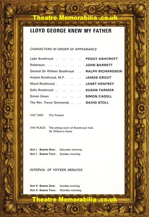 London Savoy Theatre - Lloyd George Knew My Father - 1972