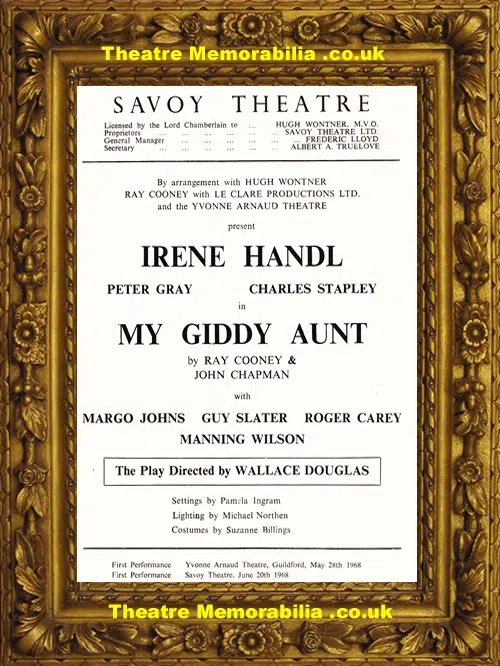 London Savoy Theatre - My Giddy Aunt - 1968 - Irene Handl
