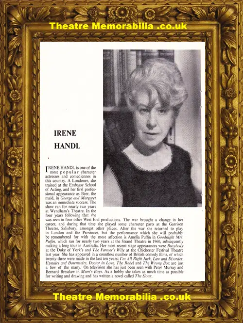 London Savoy Theatre - My Giddy Aunt - 1968 - Irene Handl