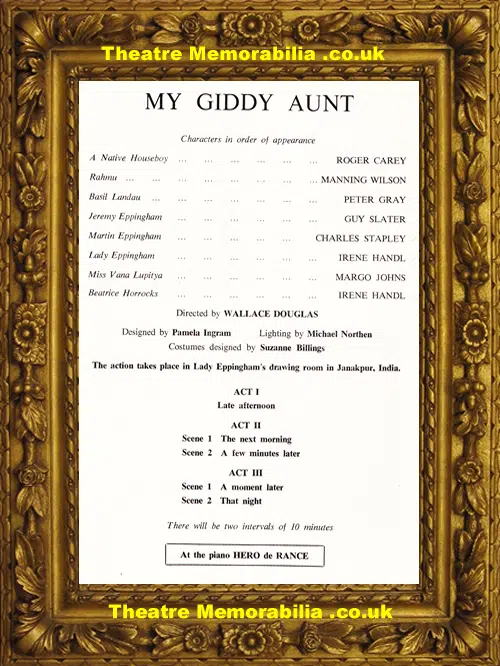 London Savoy Theatre - My Giddy Aunt - 1968 - Irene Handl