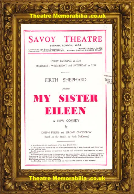 London Savoy Theatre – My Sister Eileen – 1944 – Max Bacon