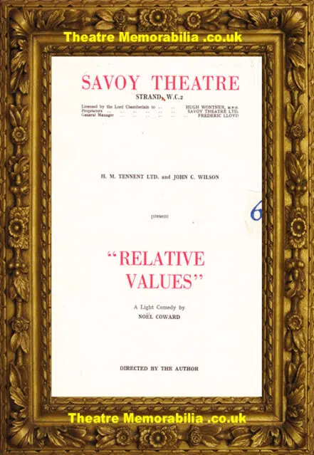 London Savoy Theatre – Relative Values – 1951