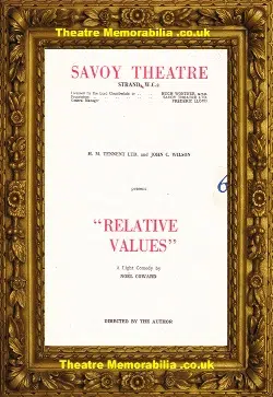 London Savoy Theatre – Relative Values – 1951