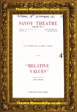 London Savoy Theatre – Relative Values – 1951 – December