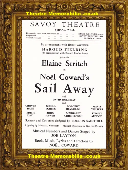 London Savoy Theatre - Sail Away - 1962 - Elaine Stritch