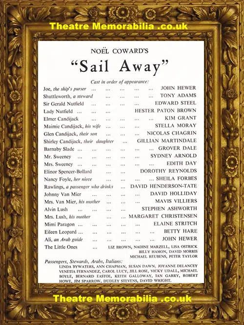 London Savoy Theatre - Sail Away - 1962 - Elaine Stritch