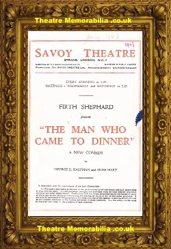 London Savoy Theatre – The Man Who Came To Dinner – 1941