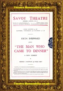 London Savoy Theatre – The Man Who Came To Dinner – 1941