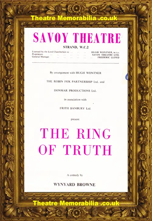 London Savoy Theatre - The Ring Of Truth 1959 - Plus Extras