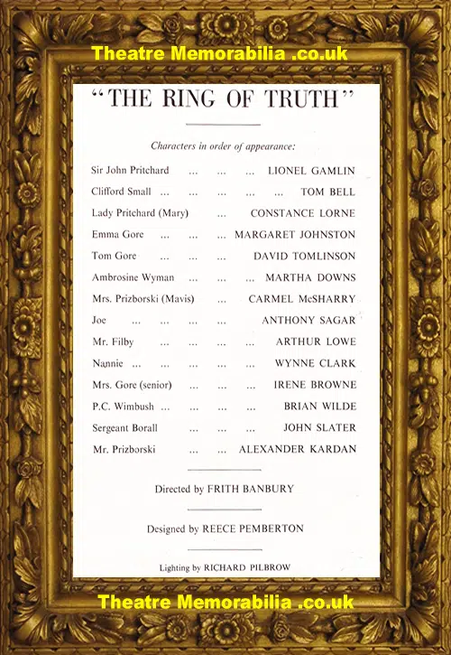London Savoy Theatre - The Ring Of Truth 1959 - Plus Extras